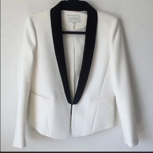 SANDRO White Blazer w/ Black Lapel, Size 40 / US 8